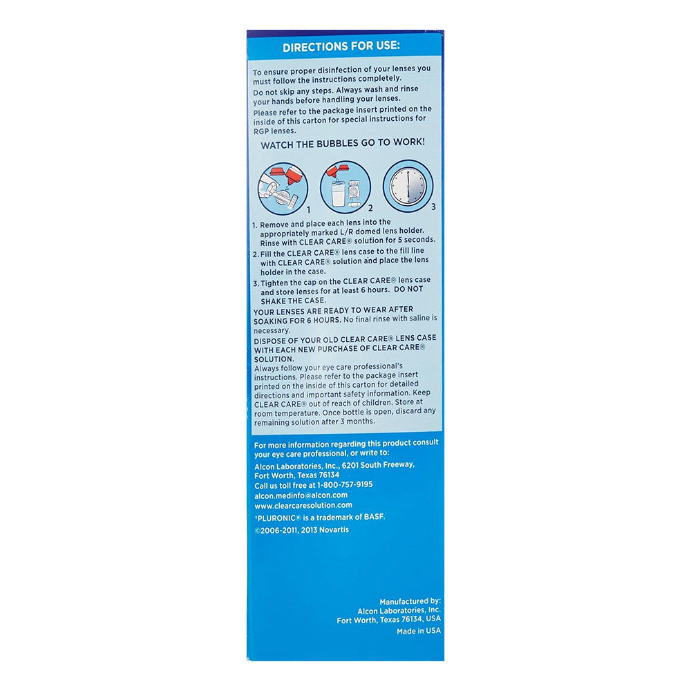 Alcon Clear Care Cleaning and Disinfection Solution with Lens Case, Clear, 12 Oz, 2 Ea