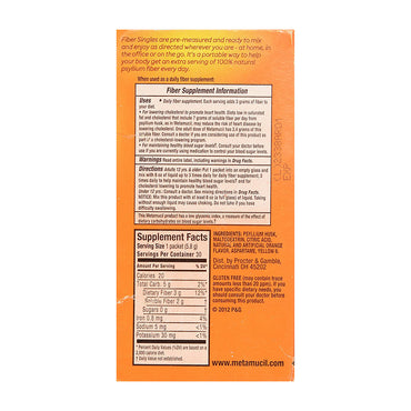 Metamucil Orange Multi Health Fiber, Orange Smooth, Sugar Free - 30 Packets