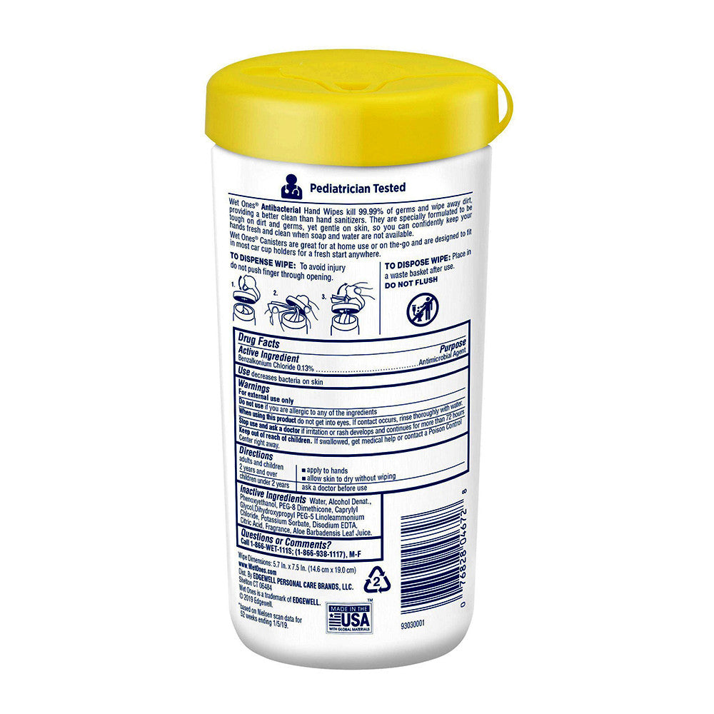 Wet Ones Antibacterial Hand Wipes Canister, Tropical Splash, 40 Ct