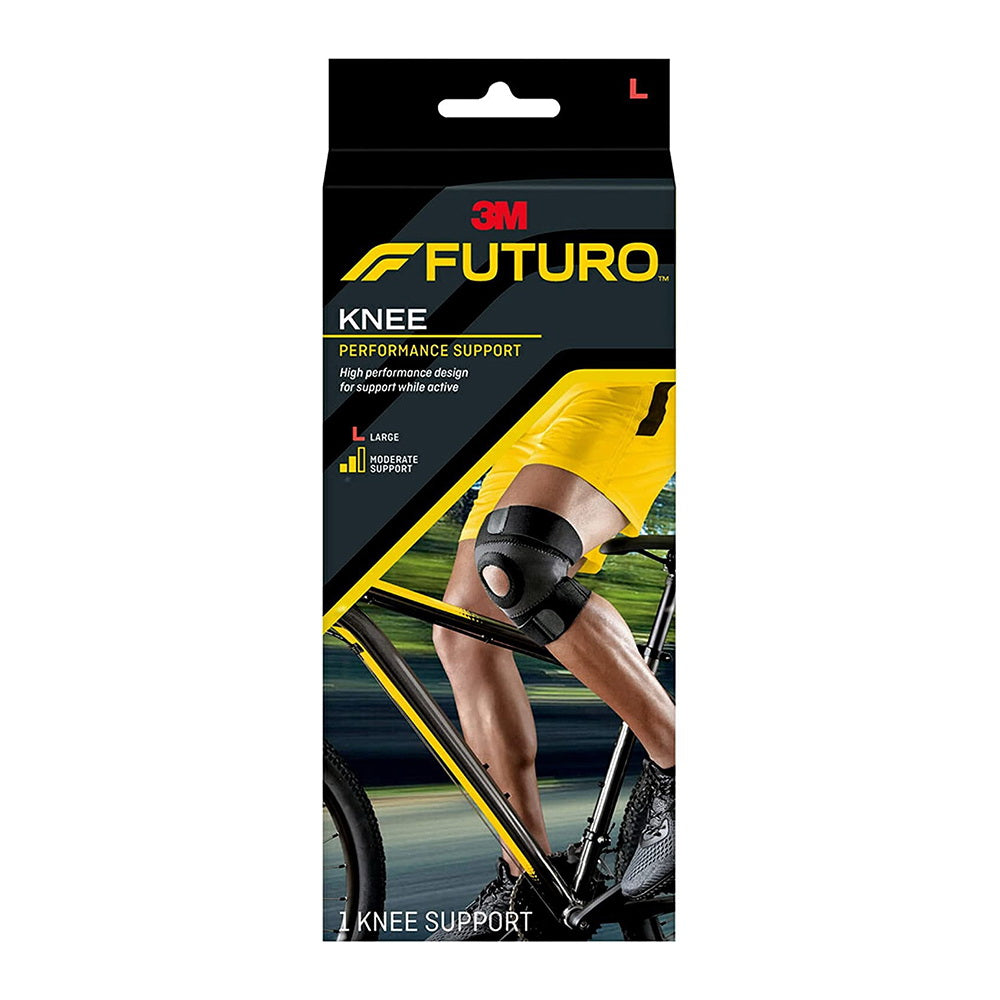 3M Futuro Sport Moisture Control Knee Support Brace Support, Black, Large- 1 Ea