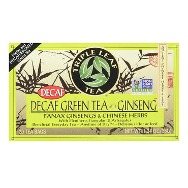 Triple Leaf Tea Decaf Green Tea With Ginseng, 20 Ea