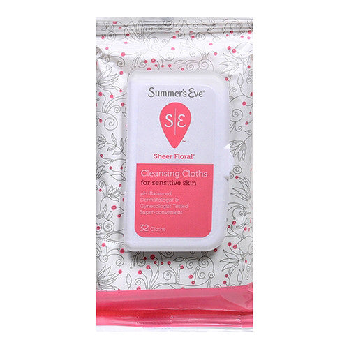 Summers Eve Feminine Cleansing Soft Cloths For Sensitive Skin, Sheer Floral - 32 Ea