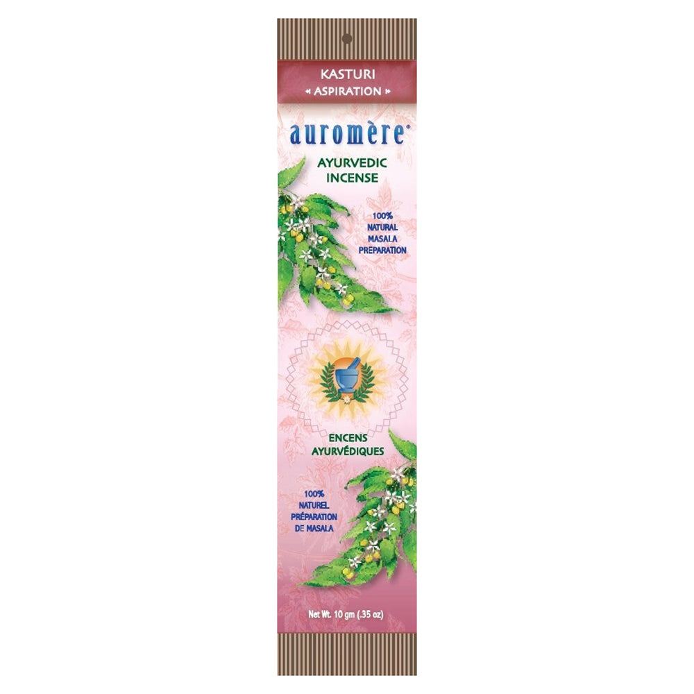 Auromere Ayurvedic Incense Kasturi Aspiration Fragrance Traditionally Used as Therapy 0.35Oz (10g)