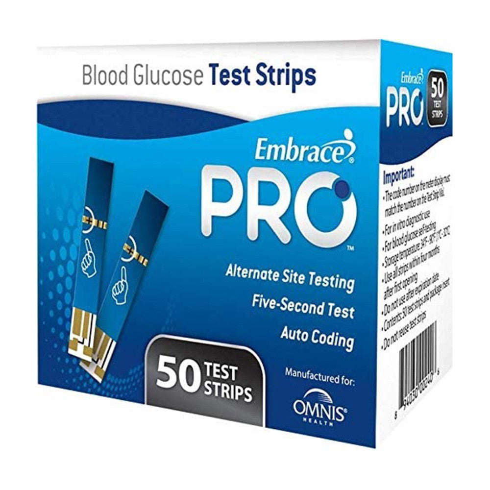 Omnis Health Embrace Pro Blood Glucose Test Strips, 50 Ea