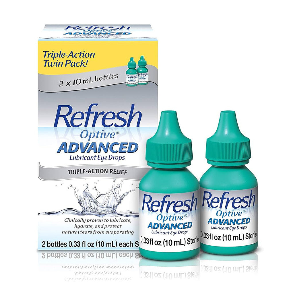 Refresh Optive Advanced Lubricant Eye Drops Twin Pack, 10 Ml