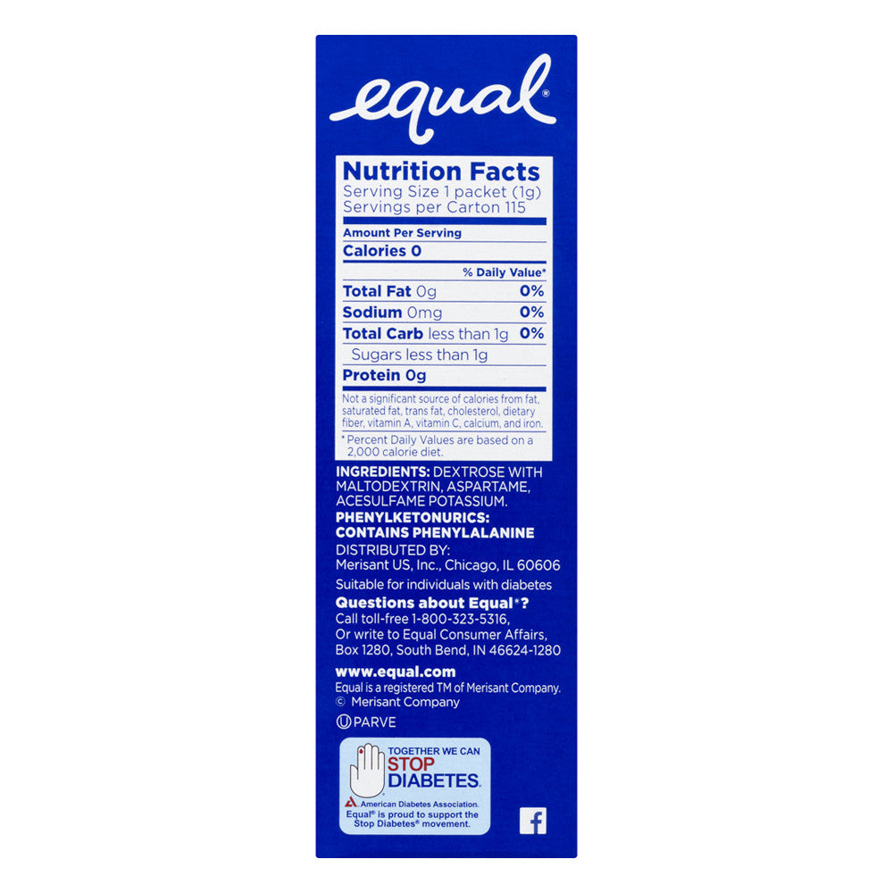 Equal Zero Calorie Sweetener Packets - 100 Packets