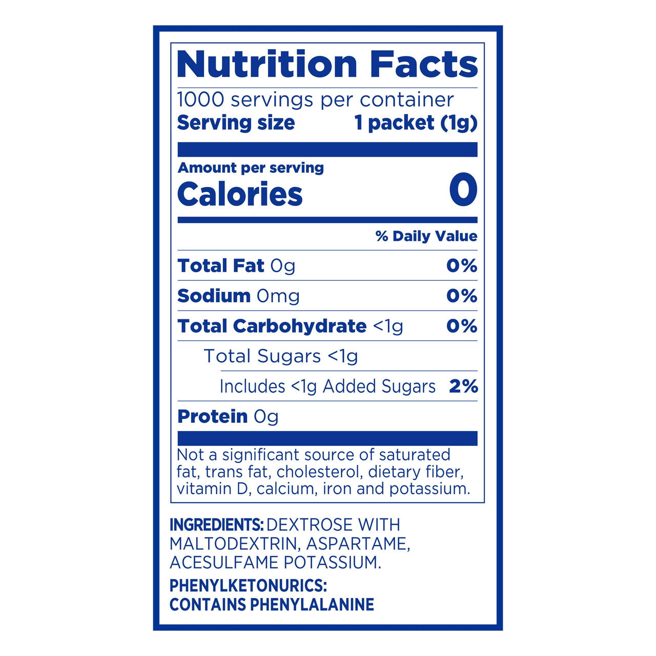 Equal 0 Calorie Sweetner Packets - 50 Ea