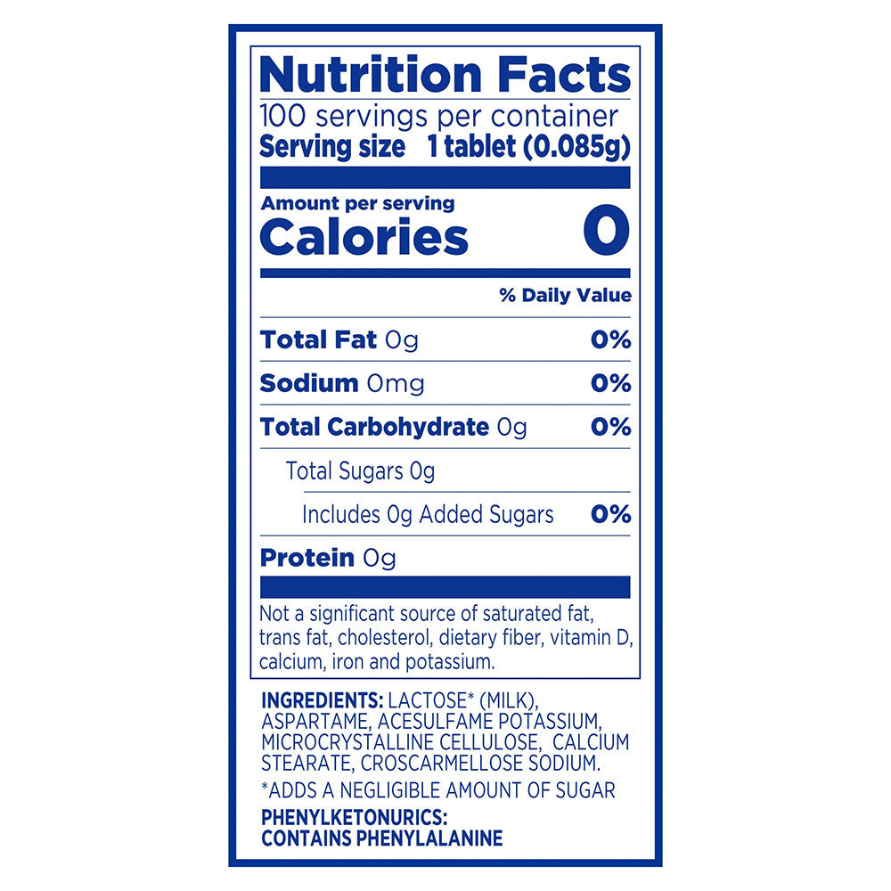 Equal 0 Calorie Artificial Sweetener Tablets, 100 Ea