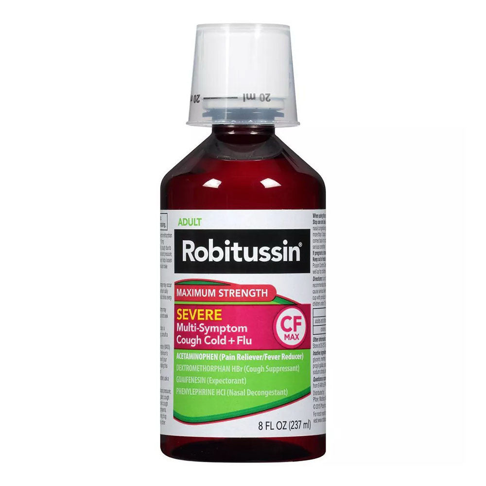 Robitussin Severe Multi-Symptom Cough Cold+Flu Syrup, For ages 12 and over, 8 Oz