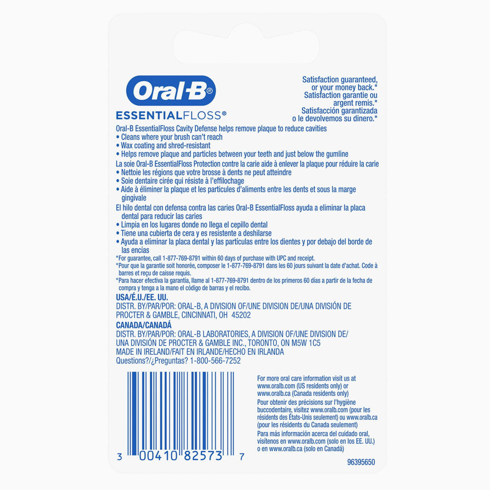 Oral-B Essential Floss Dental Floss, Waxed Mint, 55 Yards