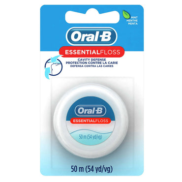 Oral-B Essential Floss Dental Floss, Waxed Mint, 55 Yards