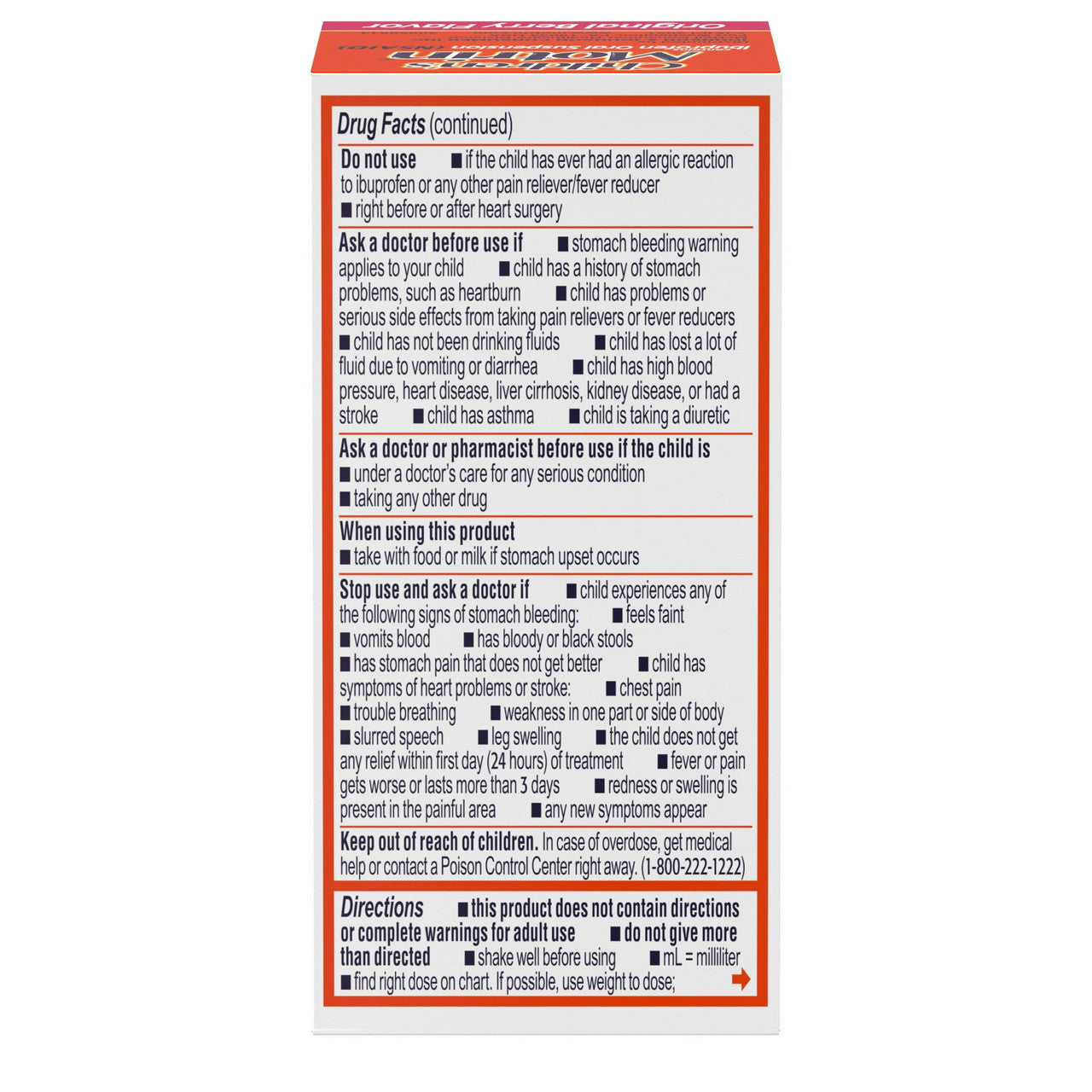 Childrens Motrin Oral Suspension Liquid, Origial Berry Flavor, 1 oz