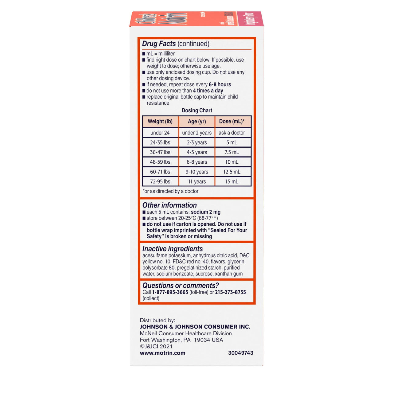 Motrin Childrens Ibuprofen Oral Suspension, Original Berry, 4 Oz