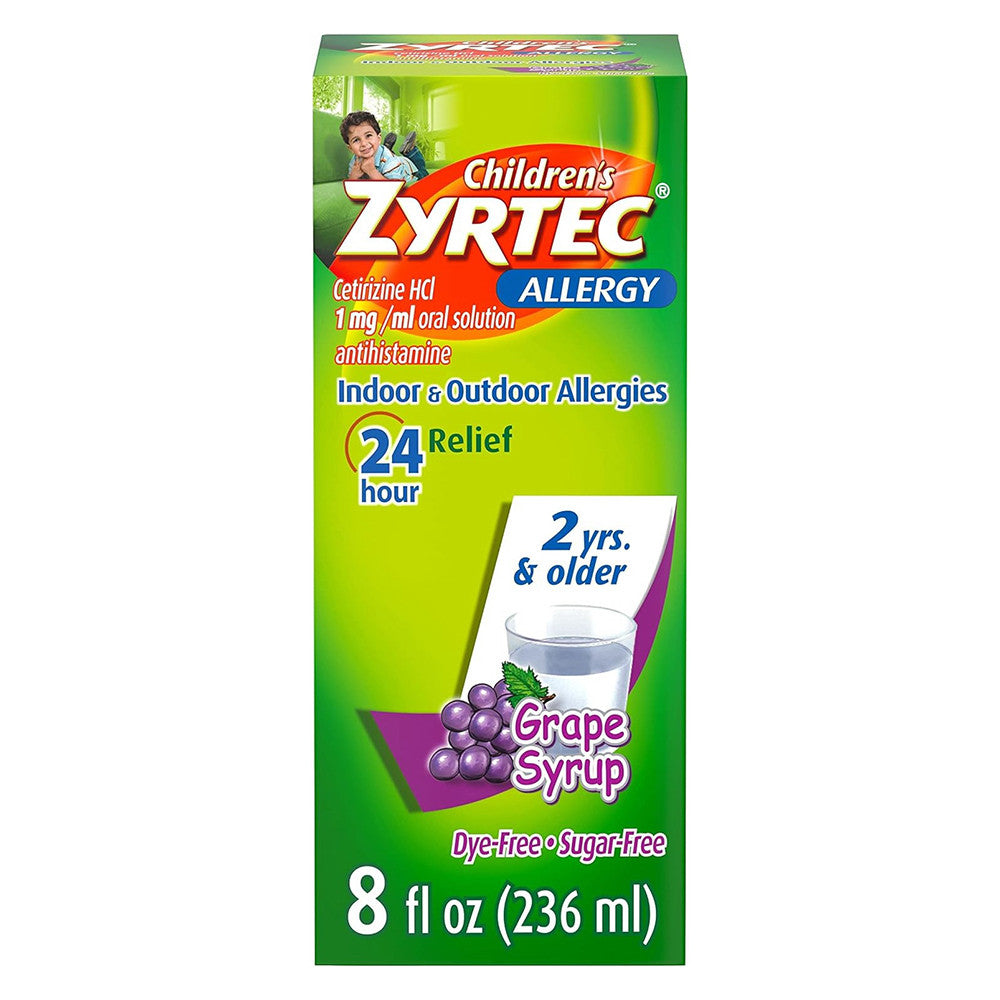 Childrens Zyrtec 24 Hour Allergy Relief Syrup, Grape Flavor, 8 Oz