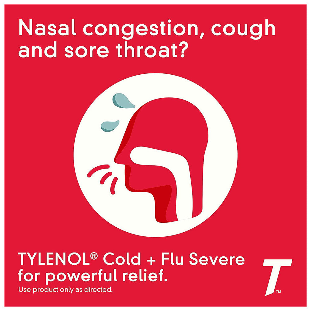 Tylenol Cold Flu Severe Acetaminophen Caplets, 2 Ea