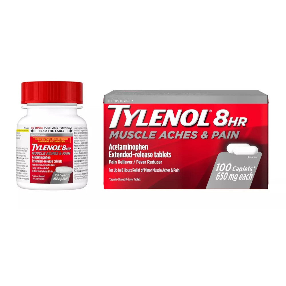 Tylenol 8 Hr Muscle Aches And Pain Extended Release Caplets, 100 Ea
