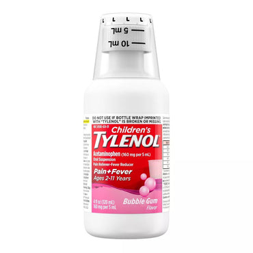 Tylenol Childrens Pain And Fever Relief Liquid Acetaminophen, Bubble Gum, 4 Oz
