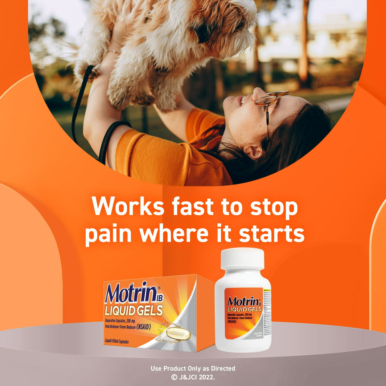 Motrin Ibuprofen 200Mg Liquid Capsule Gels, Pain Reliever/ Fever Reducer - 20 Ea