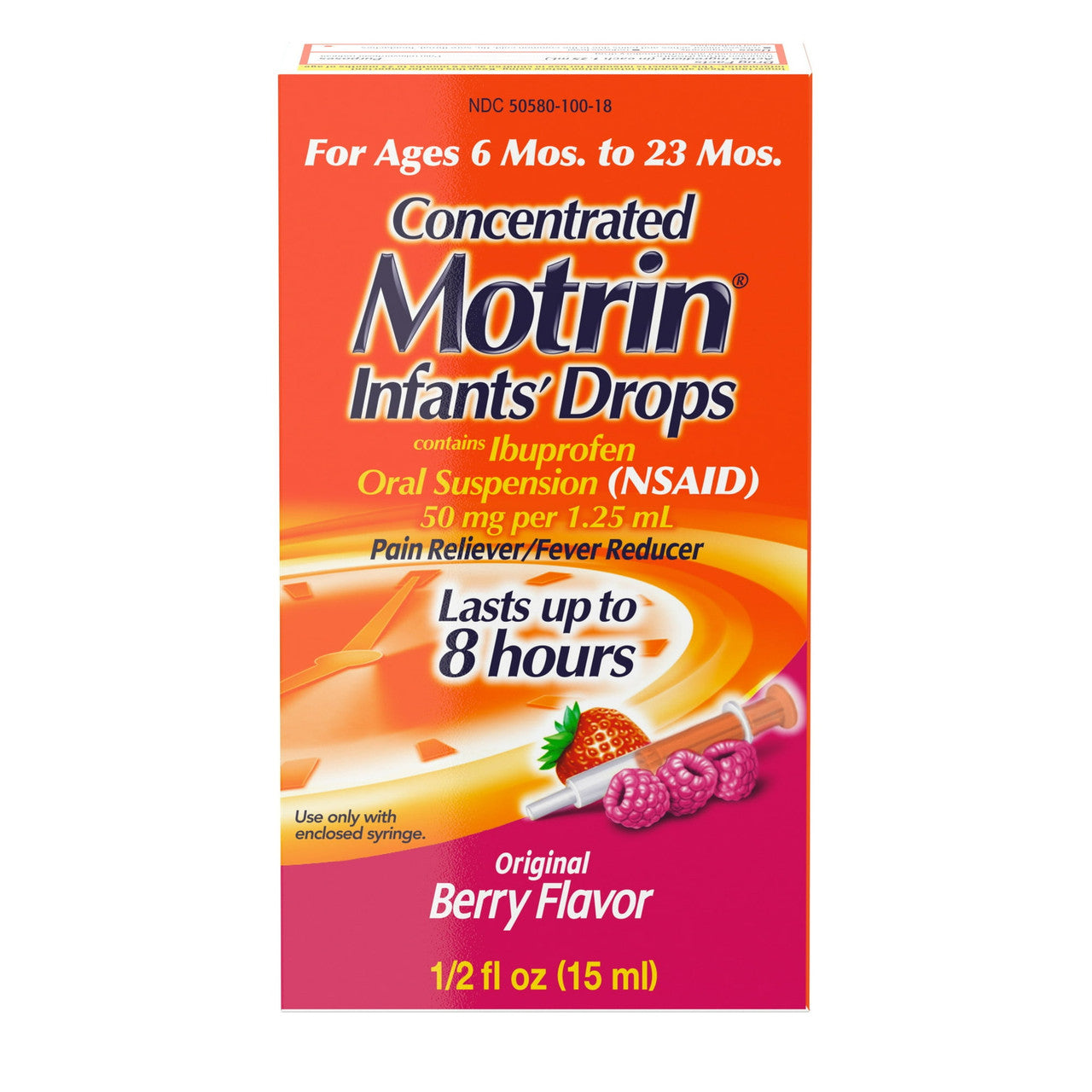 Motrin Concentrated Infants Drops Pain Reliever and Fever Reducer, Berry Flavor, 0.5 Oz