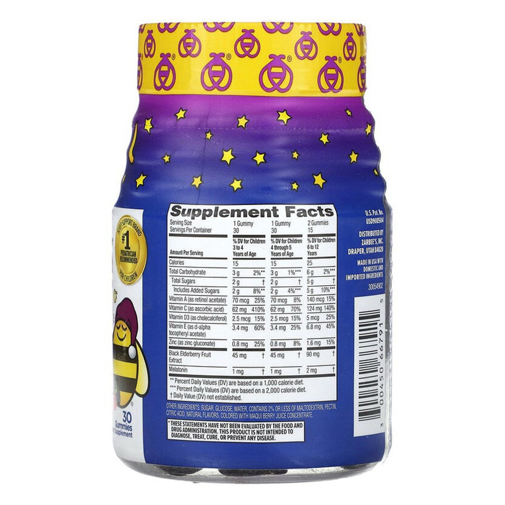 Zarbees Childrens Sleep Immune Supplement Gummies, 3+ Years, Natural Mixed Berry Flavor, 30 Ea