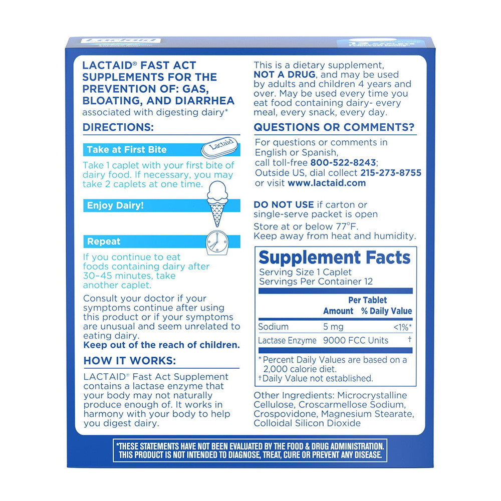 Lactaid Fast Act Caplets - 12 Each
