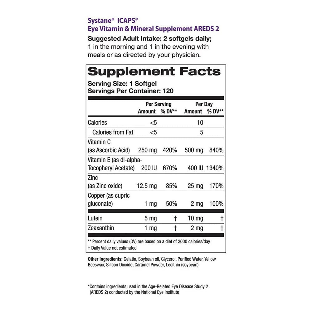 ICaps Areds-2 Softgels, Eye Vitamin and Mineral Supplement Soft gels - 120 ea
