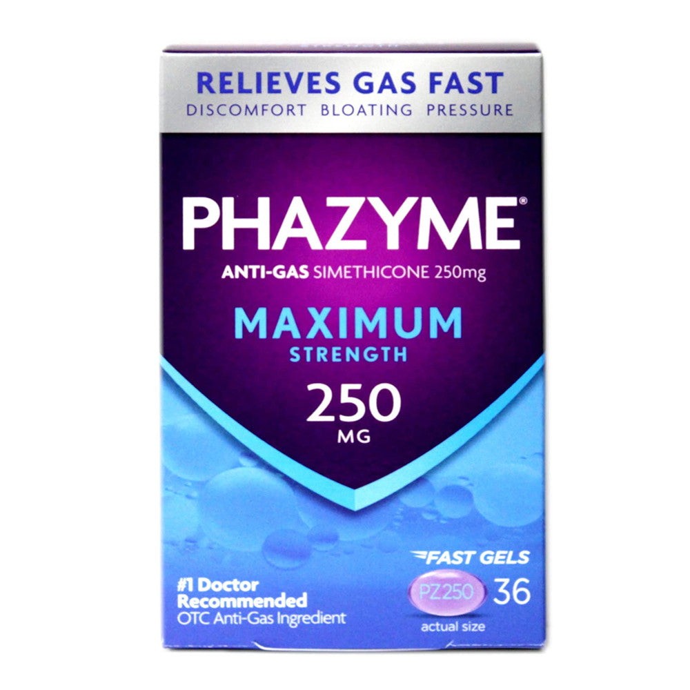 Phazyme Maximum Strength 250 mg Anti-Gas Simethicone Soft Gels, 36 Ea