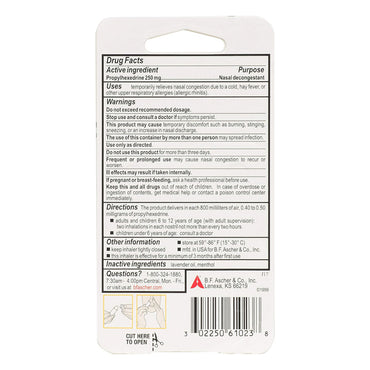 Benzedrex Inhaler Propylhexedrine Nasal Decongestant - 1 Ea