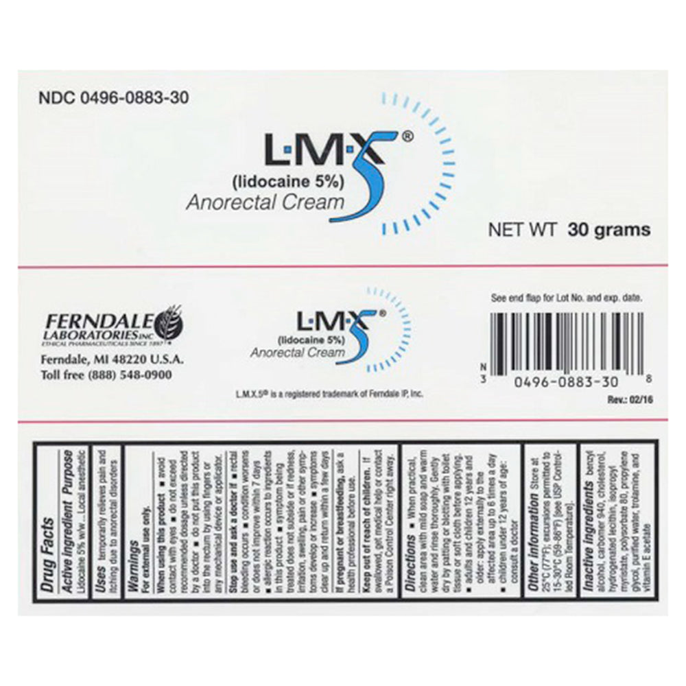 LMX 5 Lidocaine Anorectal Cream for Hemorrhoid and Anal Pain Relief 30g