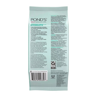 Ponds Vitamin Micellar Hydrate Facial Wipes, Vitamin B3 And Aloe Vera, 25 Ea