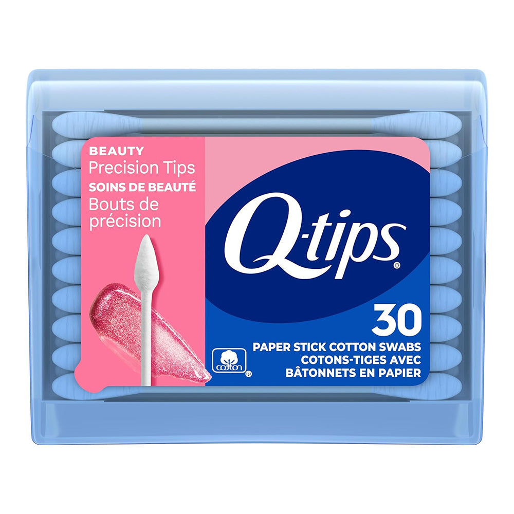 Q-Tips Cotton Swabs Precision Tips with Travel Size for Beauty and Home 30Ea