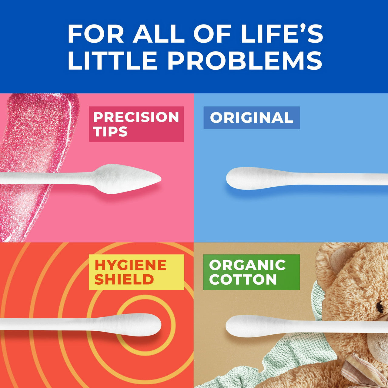 Q-Tips Antimicrobial Safety Cotton Swabs For Clean Ears, 375 Ea