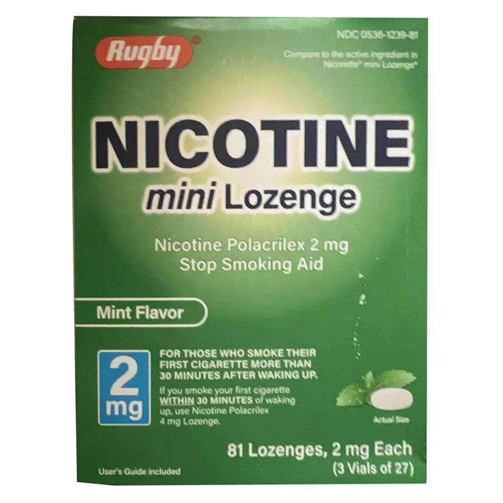 Rugby Nicotine Polacrilex Mini Lozenge Stop Smoking Aid 2 Mg, Mint Flavor, 81 Ea