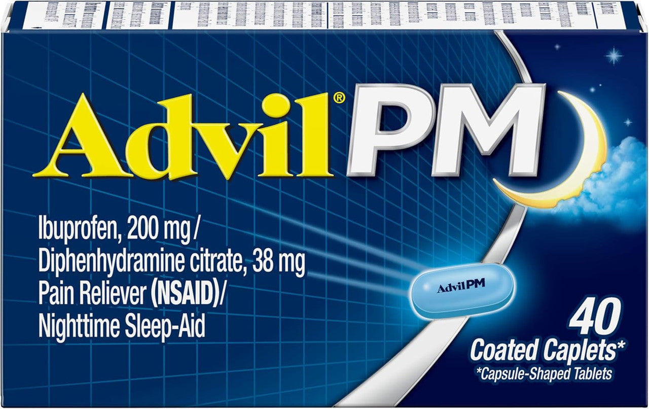 Advil Pm 200Mg Pain Reliever And Nighttime Sleep-Aid Coated Caplets - 40 Ea