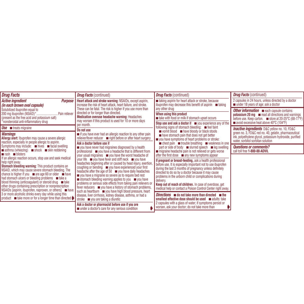 Advil Migraine Pain Reliever Liqui-Gels - 20 Ea