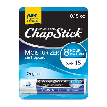 ChapStick Moisturizer Original SPF 15 Lip Balm Tube and Skin Protectant, 0.15 Oz