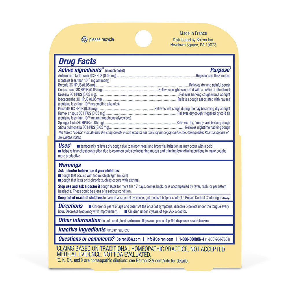 Boiron Chestal Kids Pellets, Homeopathic Medicine for Cough and Mucus Relief and Chest Congestion, 160 Ea