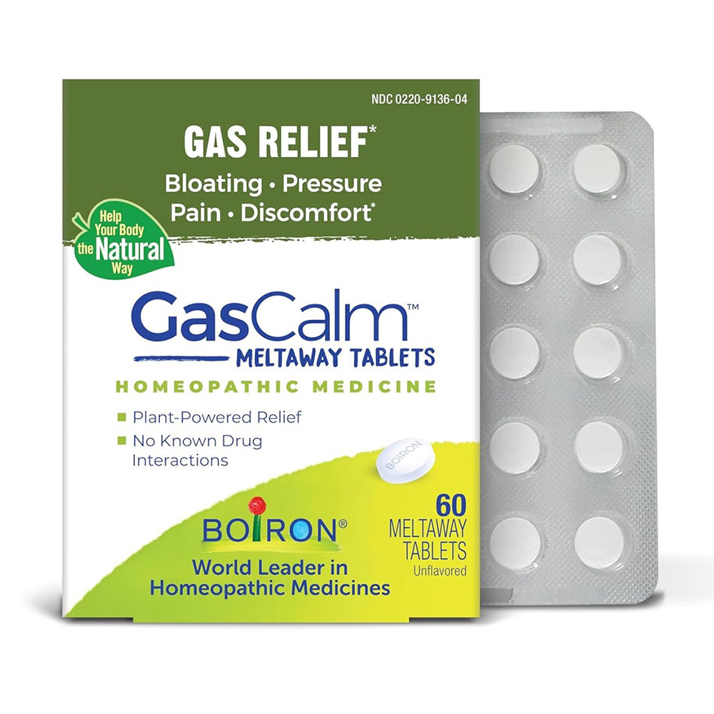 Boiron GasCalm Meltaway Tablets for Relief of Gas Related Digestive Discomfort 60Ea