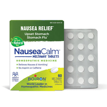 Boiron Nausea Calm Meltaway Tablets, Homeopathic Medicine Relief for Upset Stomach, Nausea, and Vomiting, 60 Ea
