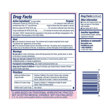 Boiron WartCalm Tablets, Homeopathic Medicine for Common Wart Varieties, 60 Ea