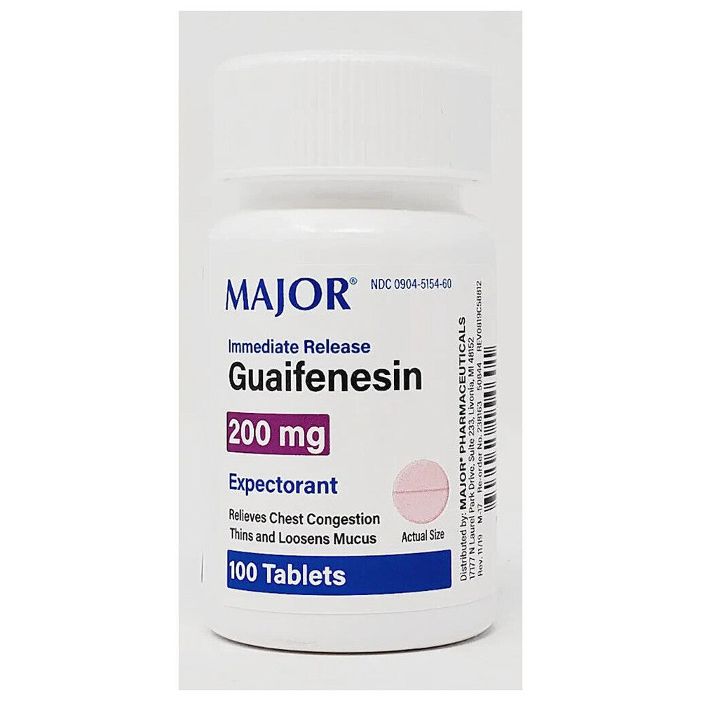 Major Guaifenesin 200 Mg Mucus Relief, 100 Ea