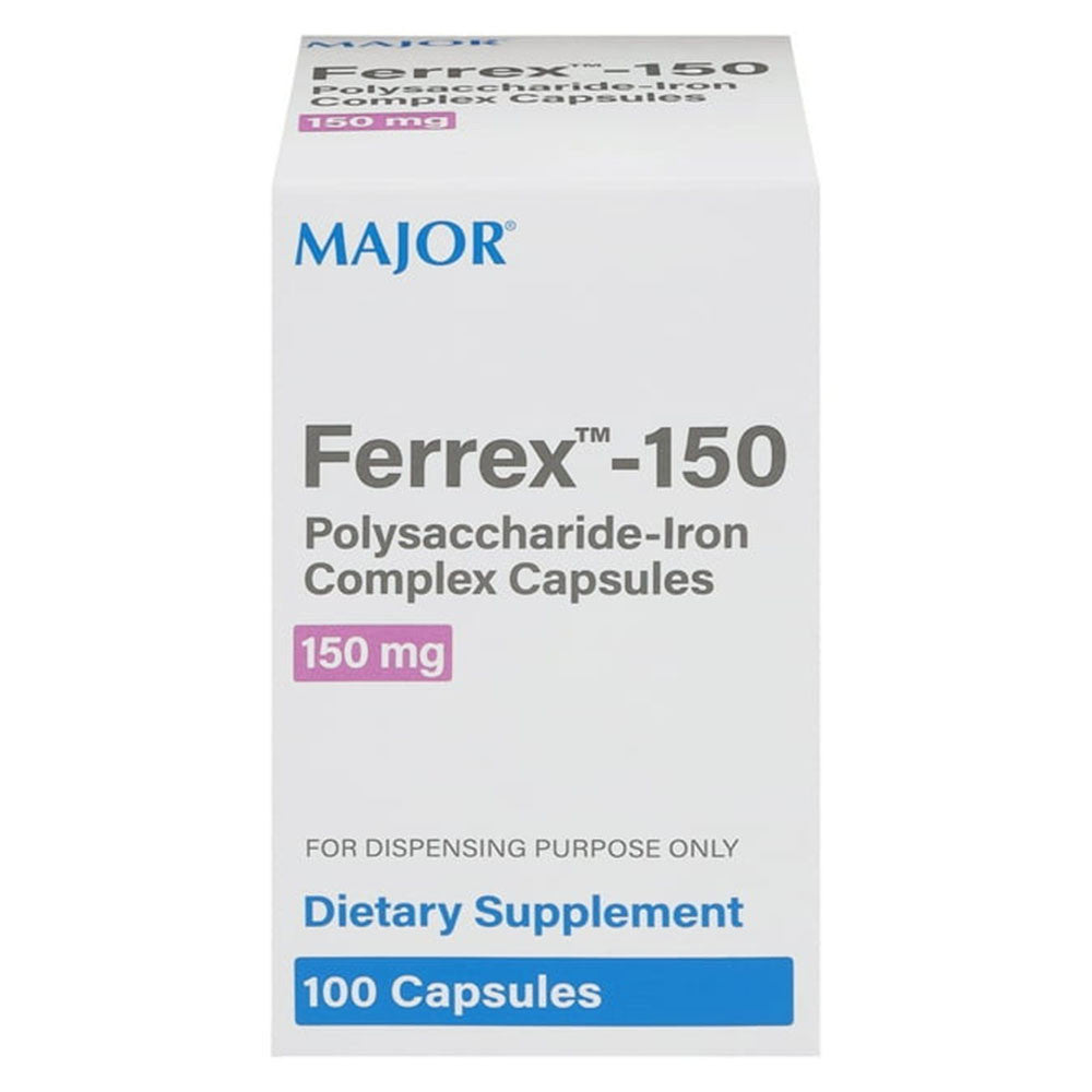Major Ferrex-150 Mg Polysaccharide-Iron Complex Capsules, 100 Ea