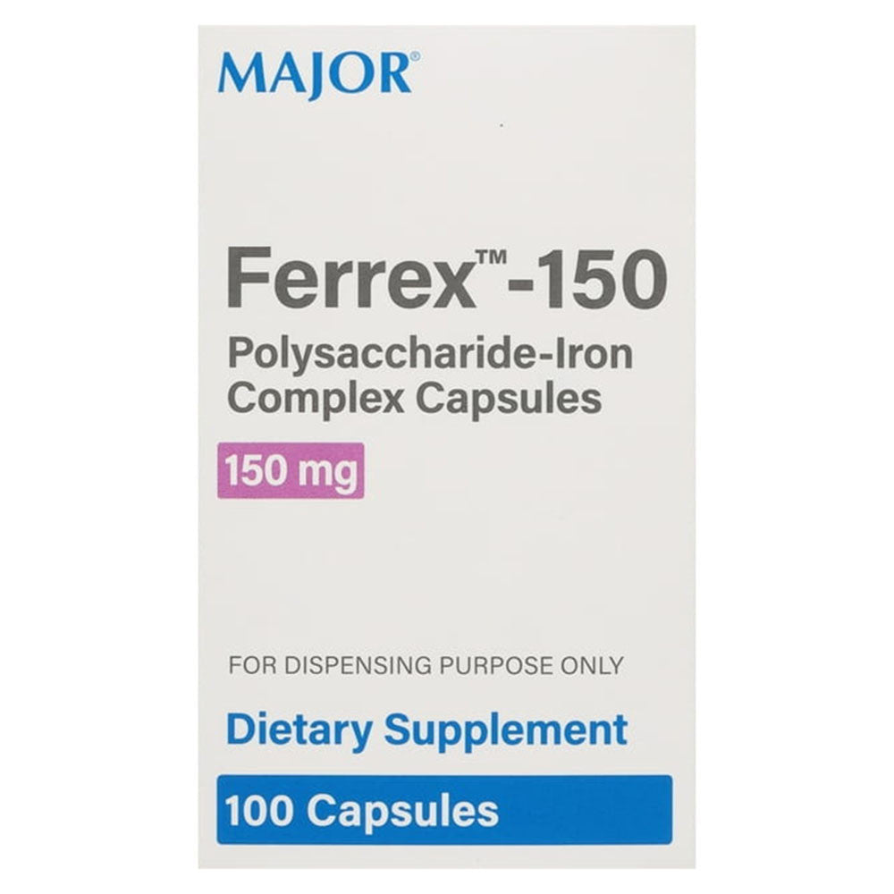 Major Ferrex-150 Mg Polysaccharide-Iron Complex Capsules, 100 Ea