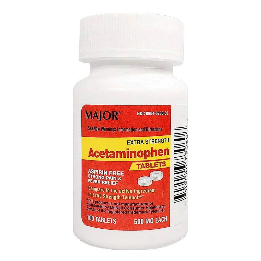 Major Mapap Acetaminophen 500Mg Analgesic Safe Fast Pain Relief Capsules, 100 Ea