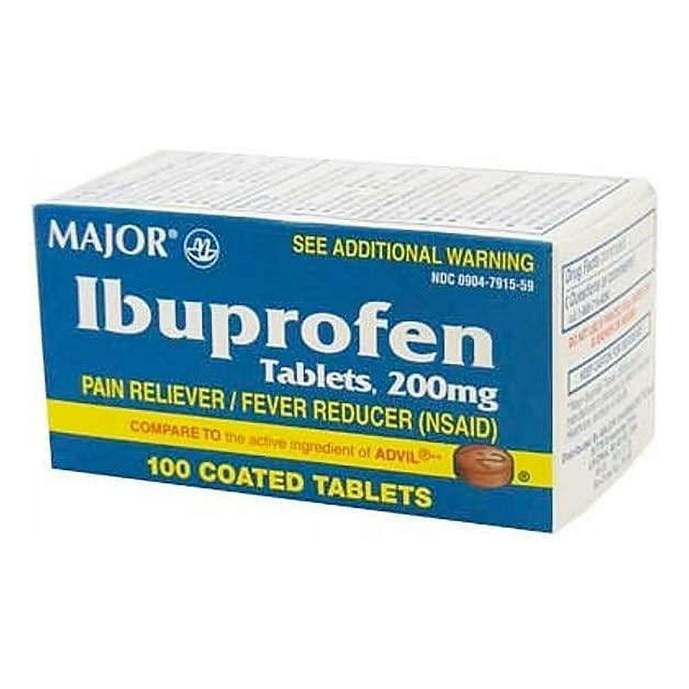 Major Ibuprofen 200 Mg Pain Relief and Fever Reduce Tablets, 100 Ea