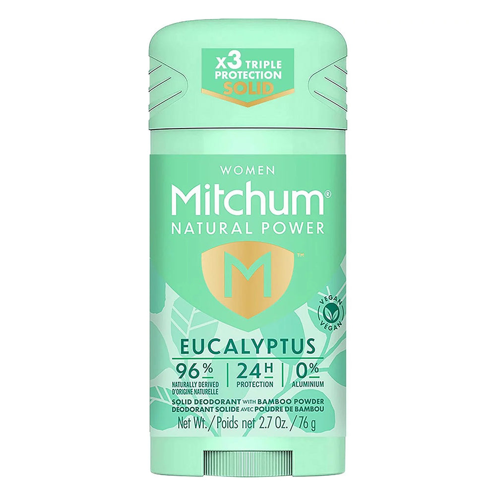 Mitchum for Women Natural Power Eucalyptus Solid Deodorant with Bamboo Powder 2.7Oz (76g)