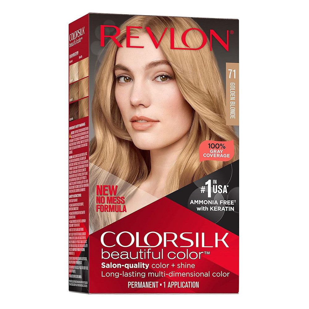 Revlon Colorsilk Beautiful Color Long Lasting Permanent Hair Color, 71 Golden Blonde, 1 Ea