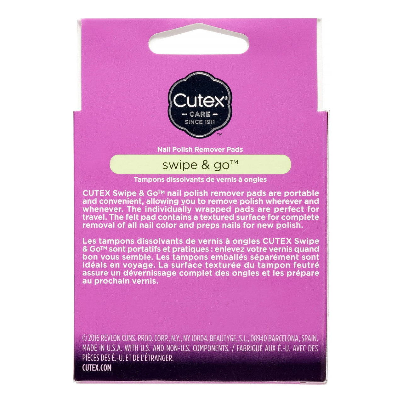 Cutex Swipe and Go Nail Polish Remover Pads, 10 Ea