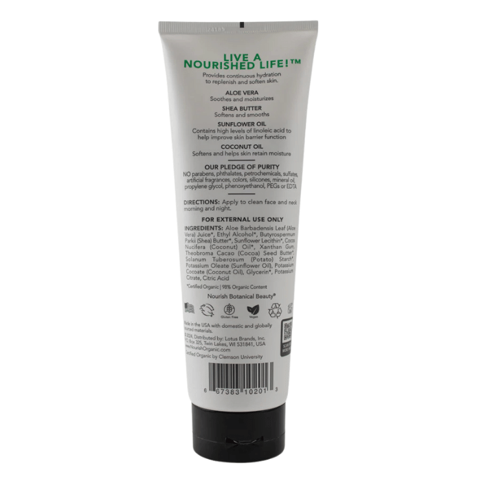 Nourish Organic Pure Hydrating Body Lotion, Unscented, 8 Oz