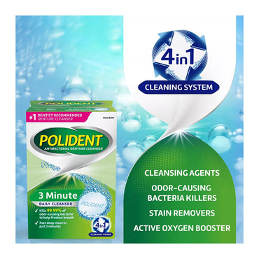 Polident Overnight Whitening, Triple Mint Tablets, 120 Ea